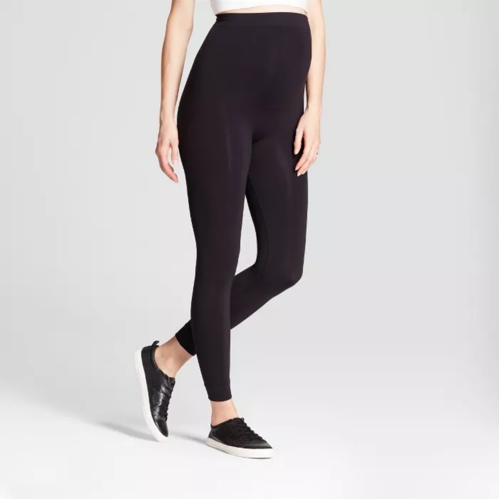 White plum Black maternity leggings Large New